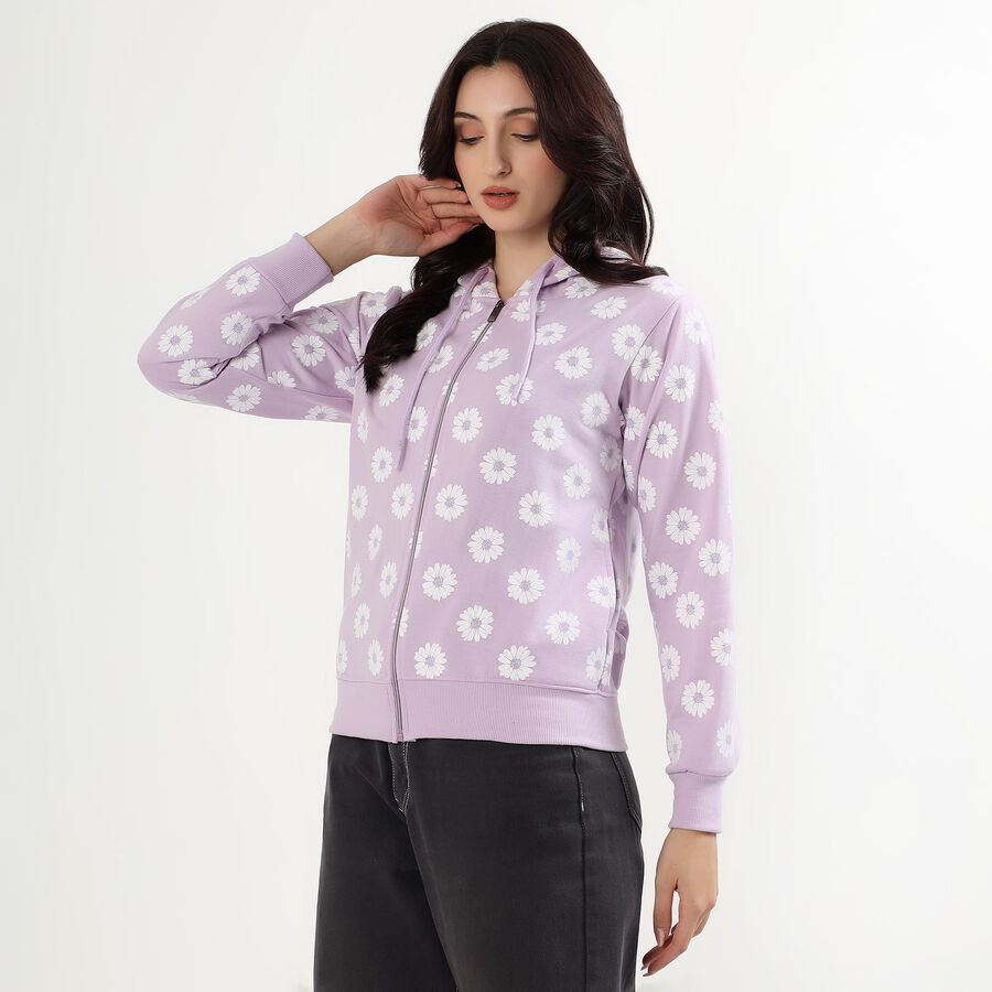 Women's Soft Lavender Hooded Casual Sweatshirt, लाइलेक, large image number null