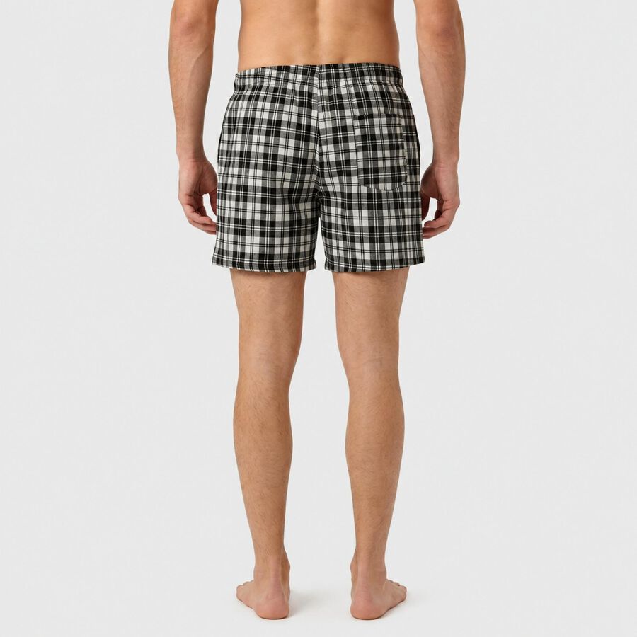 Men's Black Relaxed Fit Checked Boxers, काला, large