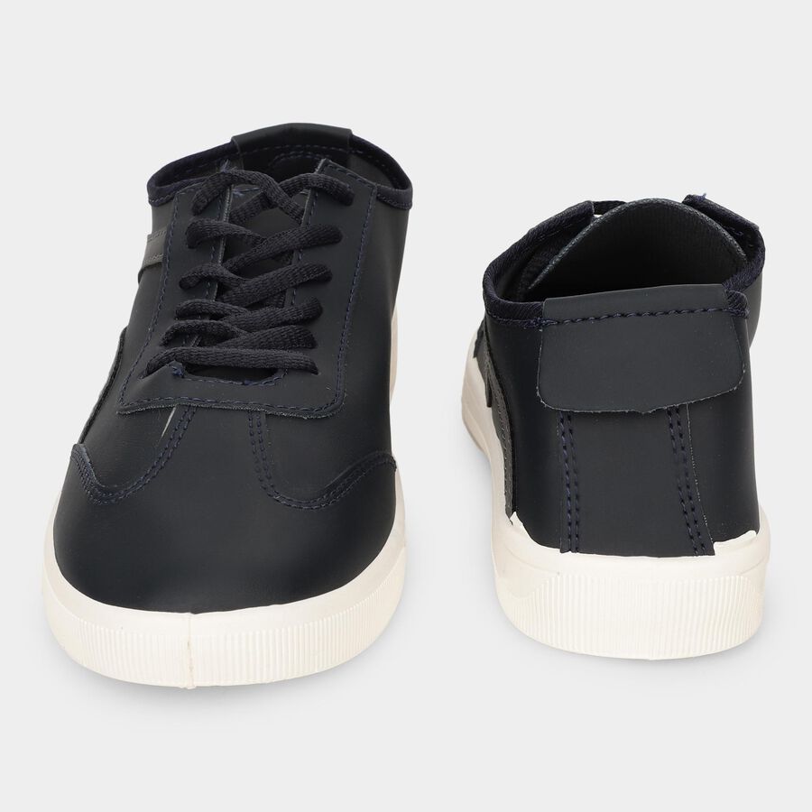 Men's Dark Navy Blue Lace-Up Casual Sneakers, Blue, large