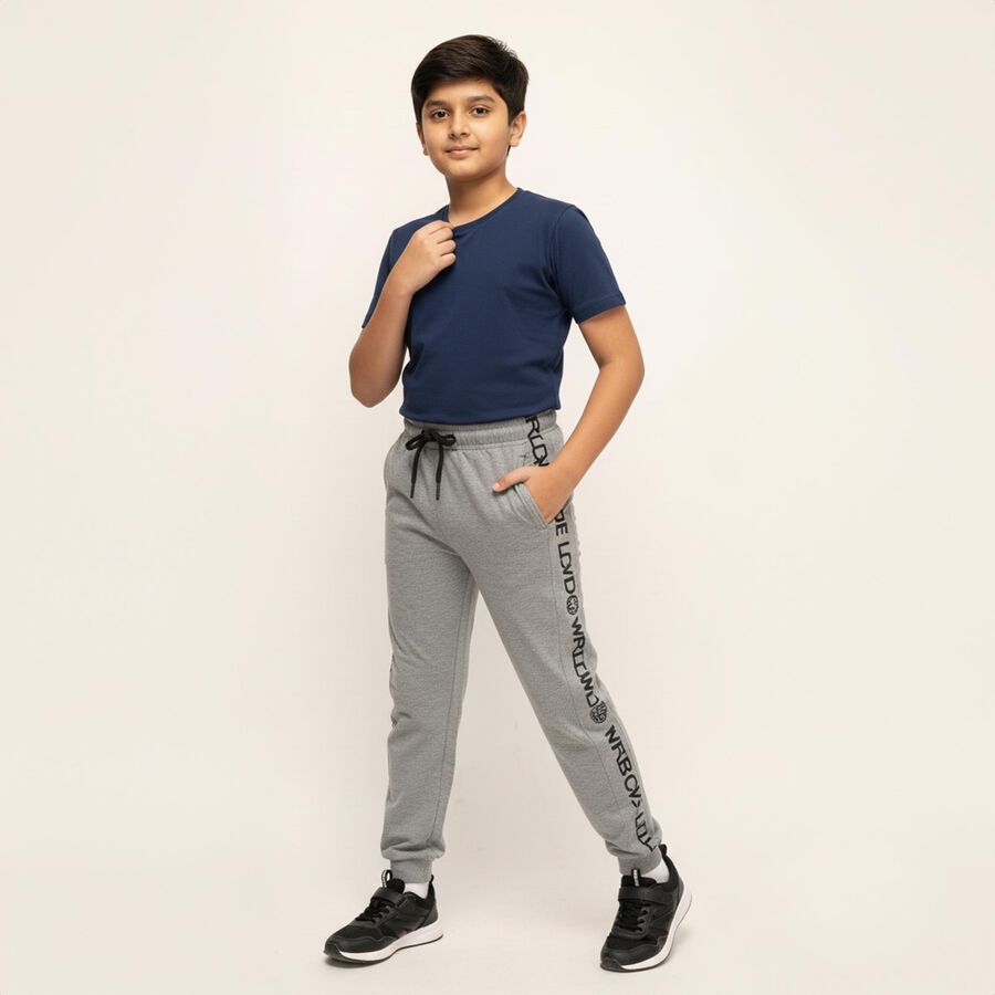 Boys' Light Grey Printed Cotton Blend Pyjama, मिश्रित हल्का ग्रे, large image number null
