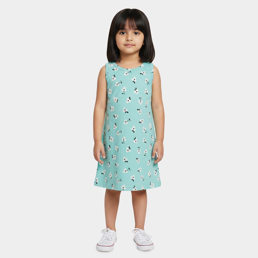 Girls' Frock, एक्वा, large