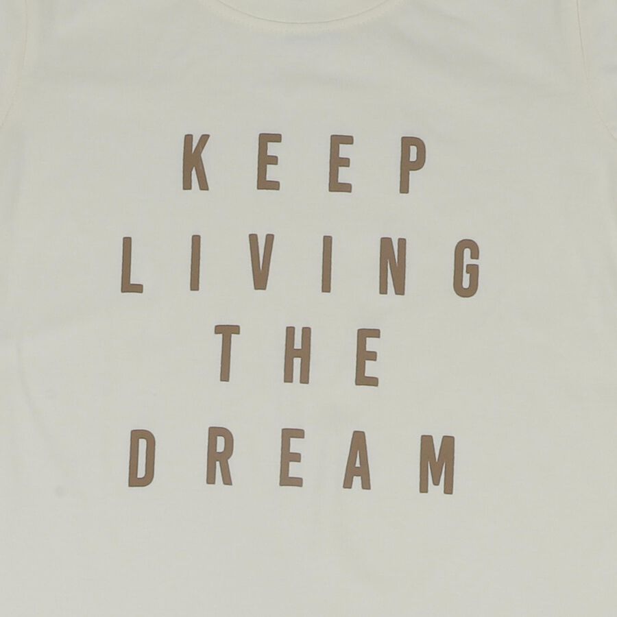 Boys Off-White Cotton Round Neck Graphic Baba Suit, Off White, large