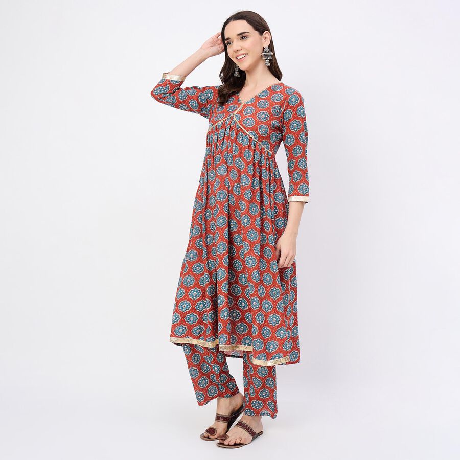 Women's Maroon Solid Ethnic Set, Maroon, large