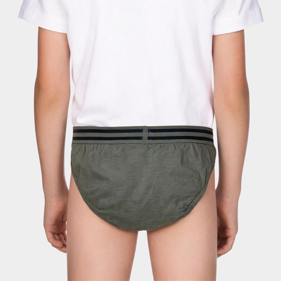 Boys Olive Green Regular Fit Briefs, ओलिव, large
