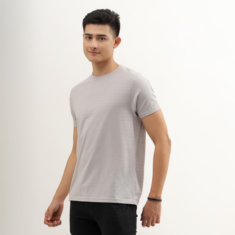 Men's Light Grey Round Neck T-Shirt, Light Grey, large