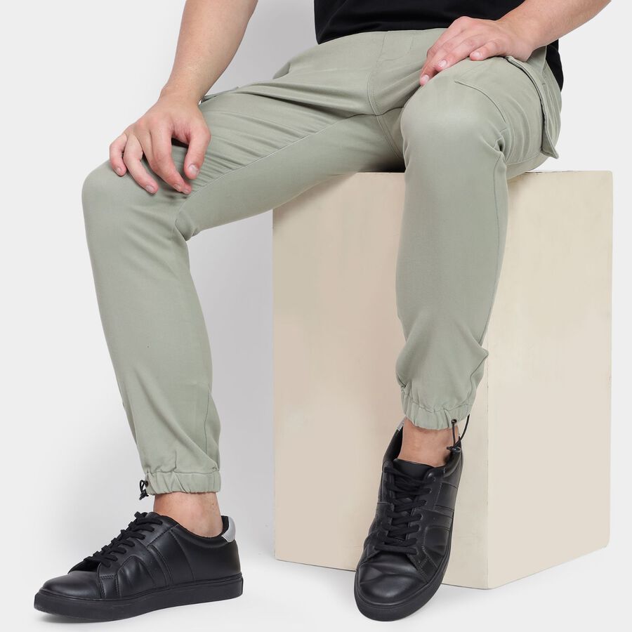 Men's Slim Fit Casual Trousers, Light Green, large image number null