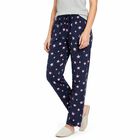 Women's Navy Blue Straight Fit Star Printed Pyjama, नेवी ब्लू, small