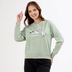 Women's Light Sage Green Crew Neck Casual Sweatshirt, हल्का हरा, small image number null