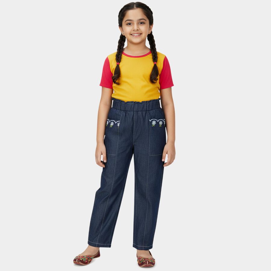 Girls' Blue Slim Fit Jeans, Dark Blue, large