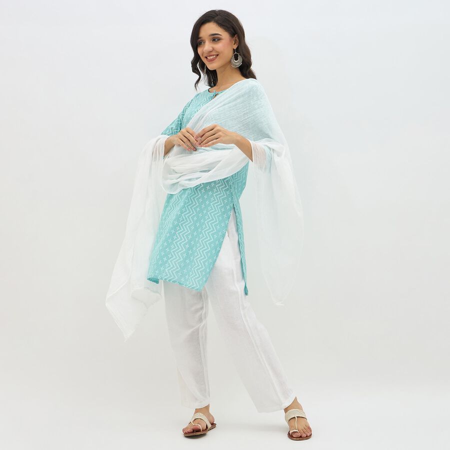 Women's Bright White Solid Dupatta, White, large image number null