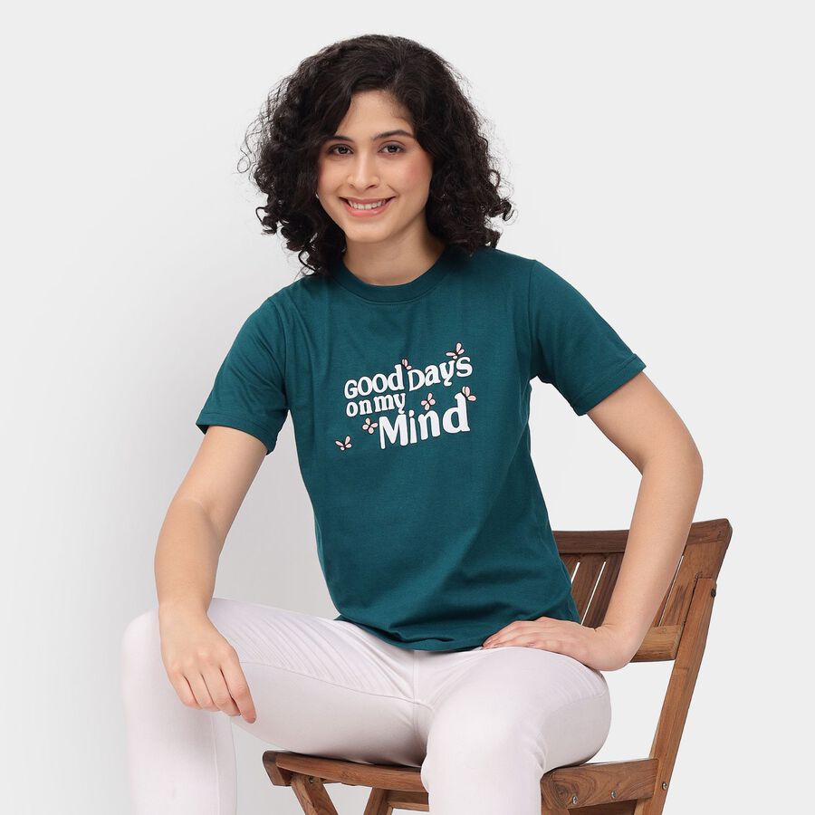 Ladies' Round Neck T-Shirt, Dark Green, large image number null