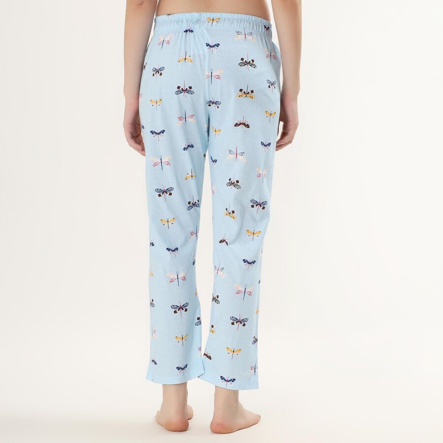 Women's Light Sky Blue Dragonfly Printed Cotton Pyjama, हल्का नीला, large image number null