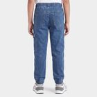 Boys' Blue Relaxed Fit Cargo Jeans, गहरा नीला, small