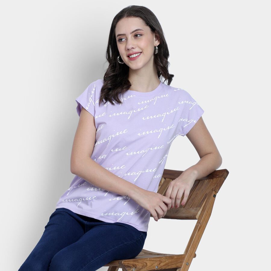 Ladies' Round Neck T-Shirt , बैंगनी, large image number null