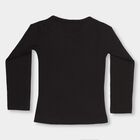 Girls' Jet Black Round Neck Casual Top, काला, small image number null
