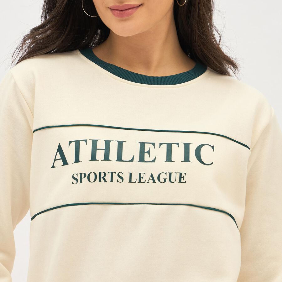 Women's Soft Cream Printed Track suit, ऑफ व्हाइट, large image number null