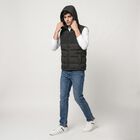 Men's Black Hooded Puffer Jacket, Black, small