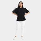 Women's Black Classic Collar Military Shirt, काला, small