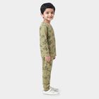 Boys Olive Green Cotton Round Neck Dinosaur Printed Baba Suit, Olive, small