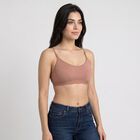 Women's Brown Scoop Neck Wire-Free Bralette Bra, भूरा, small