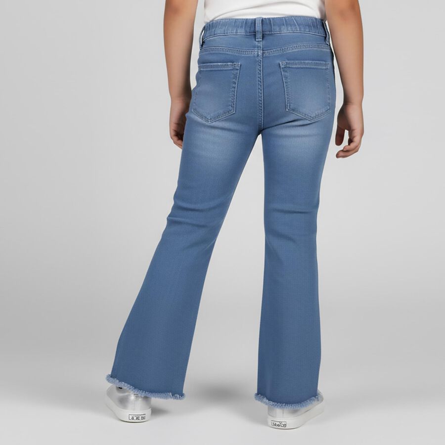 Girls' Light Blue Flared Fit Embellished Jeans, Mid Blue, large image number null