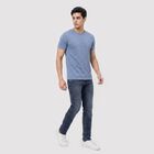 Men's Navy Blue Slim Fit Washed Jeans, Dark Blue, small