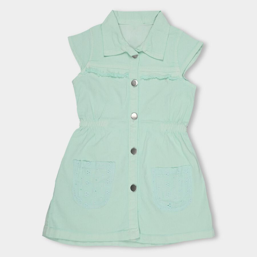 Girls' Frock, हल्का हरा, large image number null