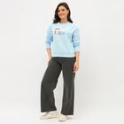 Women's Light Blue Crew Neck Casual Sweatshirt, हल्का नीला, small image number null