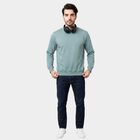 Men's Aqua Crew Neck Pullover Sweatshirt, Aqua, small