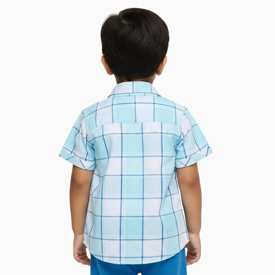 Infants Light Sky Blue Cotton Half Sleeve Classic Casual Shirt, Light Blue, large image number null