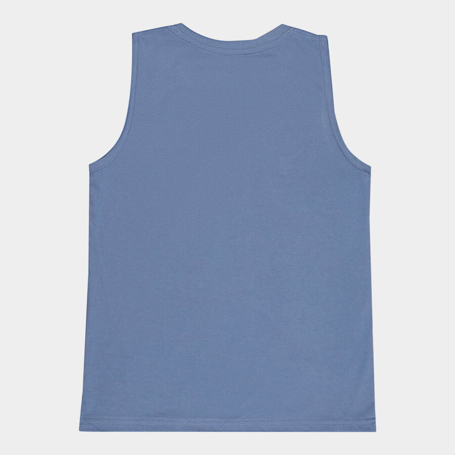 Boys Round Neck T-Shirt, मध्यम नीला, large image number null
