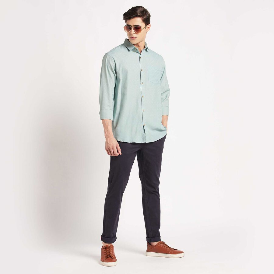 Regular Collar Casual Shirt, Light Green, large image number null
