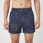 Men's Navy Blue Relaxed Fit Printed Boxers, नेवी ब्लू, small