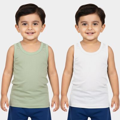 Boys Mint Green Cotton Round Neck Waistcoat Vest
