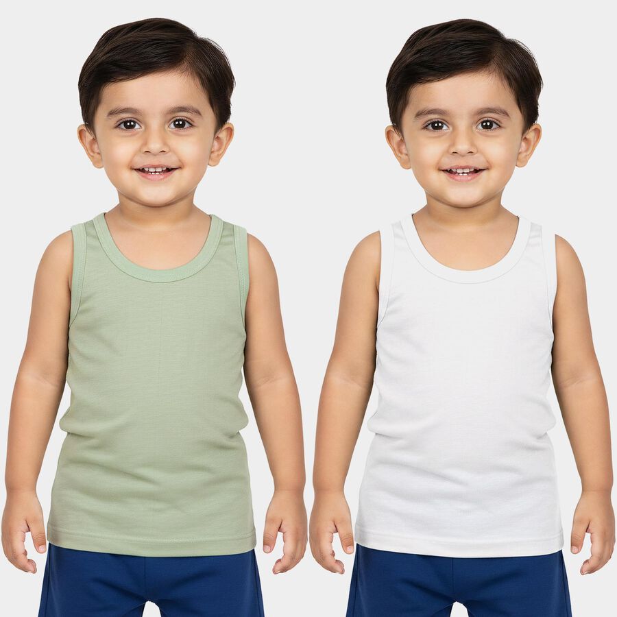 Boys Mint Green Cotton Round Neck Waistcoat Vest, हल्का हरा, large