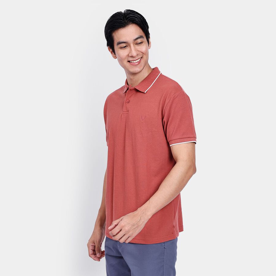 Men's Collared Half Sleeves T-Shirt, Rust, large image number null