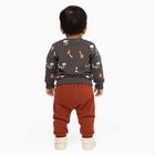 Infants' Dark Grey Round Neck Animal Print Baba Suit, Dark Grey, small image number null