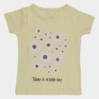 Girls' Yellow Cotton Round Neck Casual T-Shirt, पीला, small