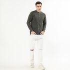 Men's Muted Olive Green Mock Neck Casual Pullover, ओलिव, small image number null