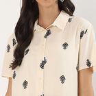 Women's Eggshell White Geometric Printed Co-ord Set, White, small