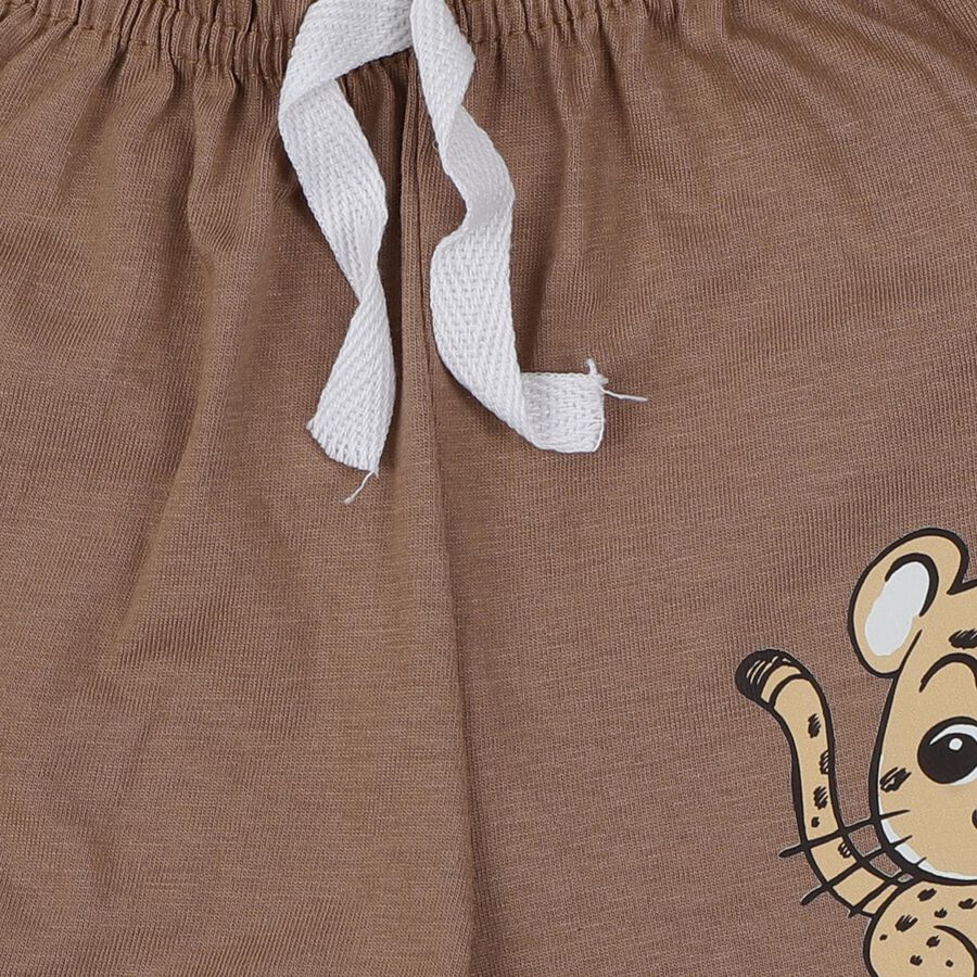 Infants Beige Cotton Half Pant, Beige, large