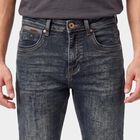 Men's Navy Blue Slim Fit Washed Jeans, Dark Blue, small