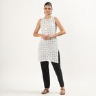 Women's Ivory Tie-Up Neck Floral Printed Kurta, ऑफ व्हाइट, small image number null