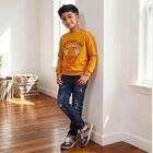 Boys' Mustard Crew Neck Pullover Sweatshirt, Mustard, small