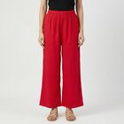 Women's Pink Relaxed Fit Solid Palazzos, रानी (फ्यूशिया), small