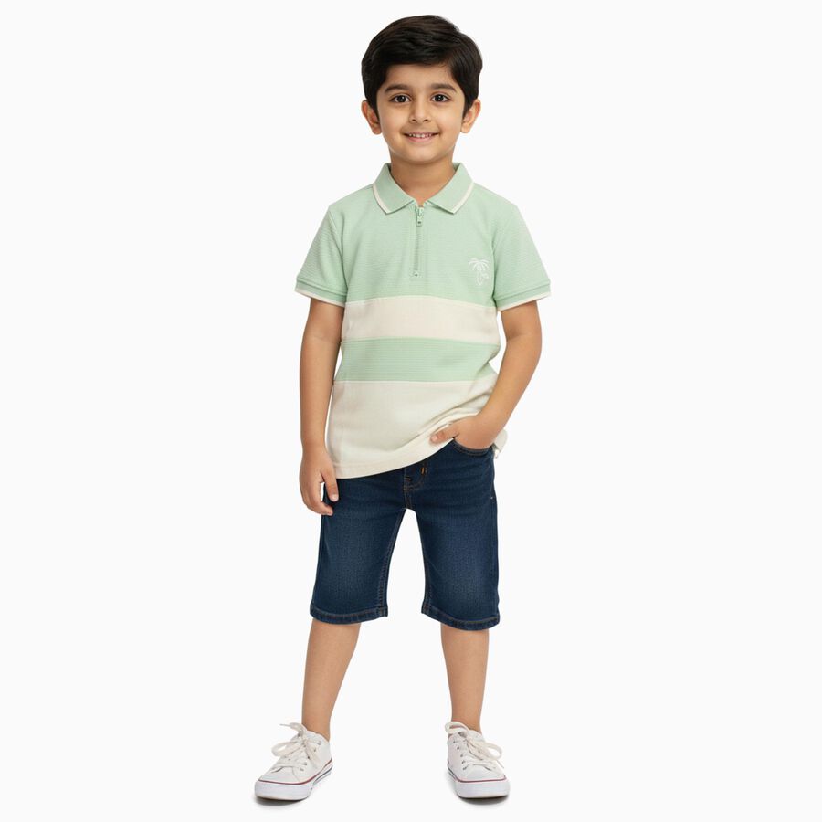 Boys' 100% Cotton Half Sleeves T-Shirt, Light Green, large image number null