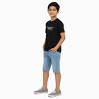 Boys Black Round Neck Casual Half Sleeve T-Shirt, Black, small
