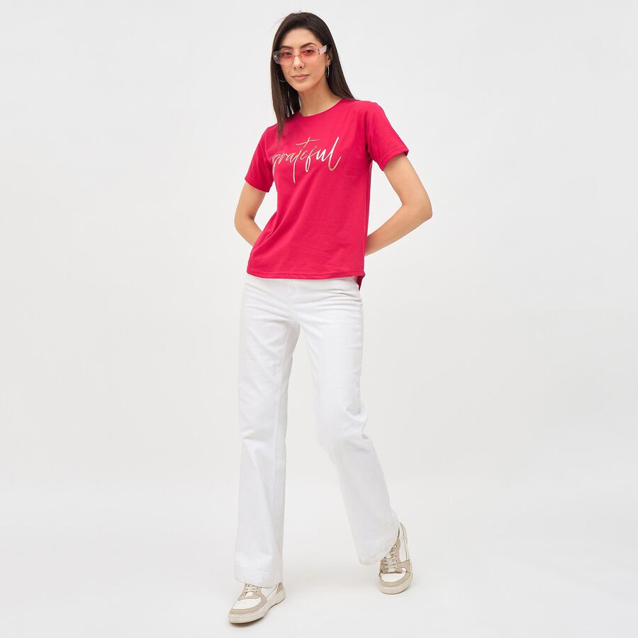 Ladies' Round Neck T-Shirt , Fuchsia, large image number null