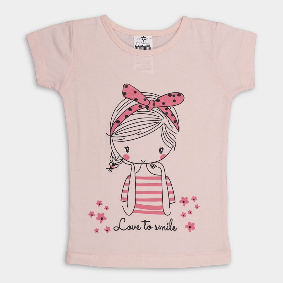 Girls' T-Shirt, पीच, large image number null