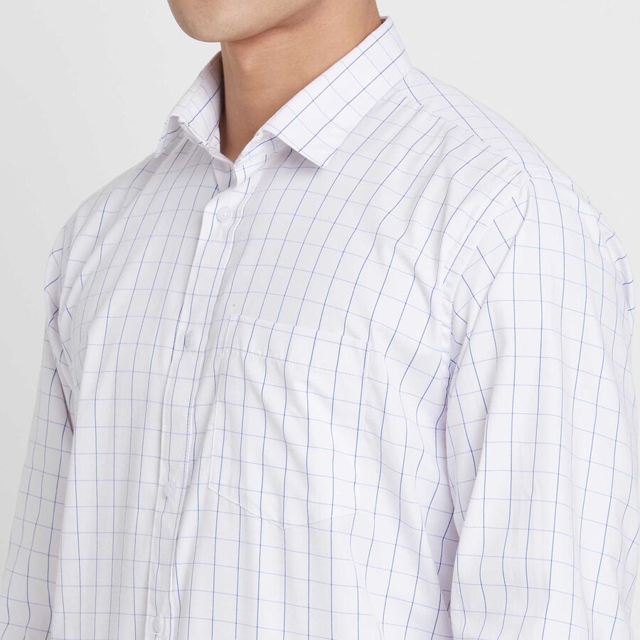 Checks Regular Collar Formal Shirt, White, large image number null